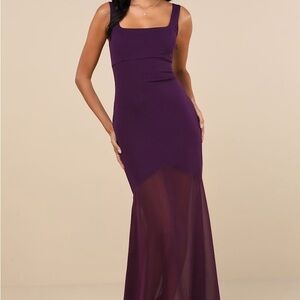 NWT Lulu's Purple Sleeveless Square Neck Maxi Gown